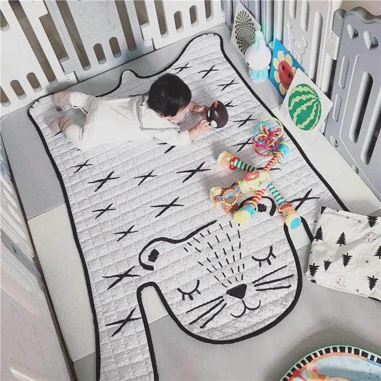 Soft Cotton Baby Play Mat / Kids Carpet / White Tiger Plush Rug (L: 130x190cm, S: 100x140cm) - Decorative Floor Mat for Living Room & Children's Development - Dreamy-Designs Store Online