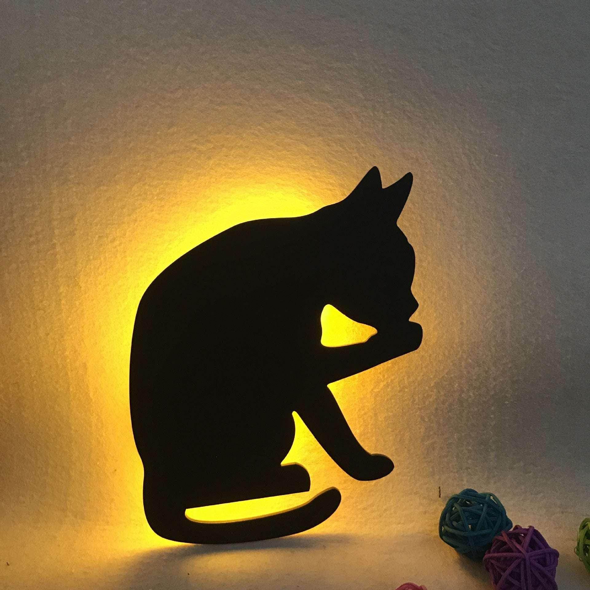 LED Animal Dog Cat Night Light Kitten Smart Sound Sensor Control Wall Lamp Home Corridor Balcony Night Lamp Baby Kids Sleep Lamp - Dreamy-Designs Store Online