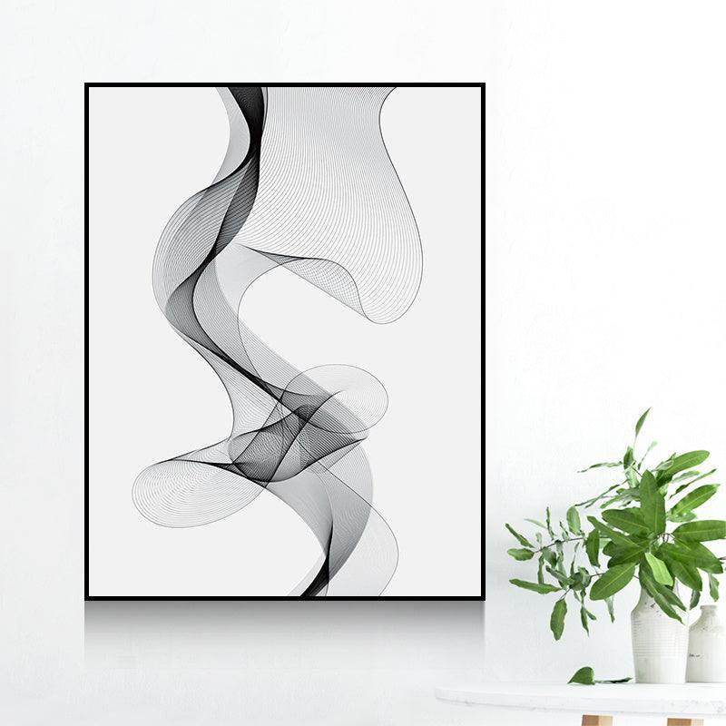 Decorative Painting For Vertical Meter Box - Nordic Abstract Canvas Art (35x45cm) - Hydraulic Lift Frame (Black/White) - Waterproof - Single Frame - PS Material - Dreamy-Designs Store Online