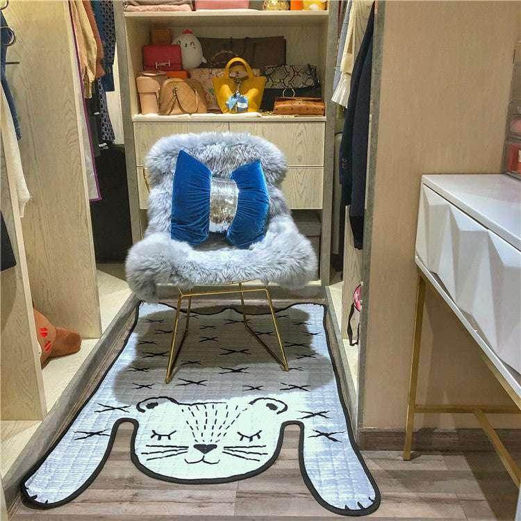 Soft Cotton Baby Play Mat / Kids Carpet / White Tiger Plush Rug (L: 130x190cm, S: 100x140cm) - Decorative Floor Mat for Living Room & Children's Development - Dreamy-Designs Store Online