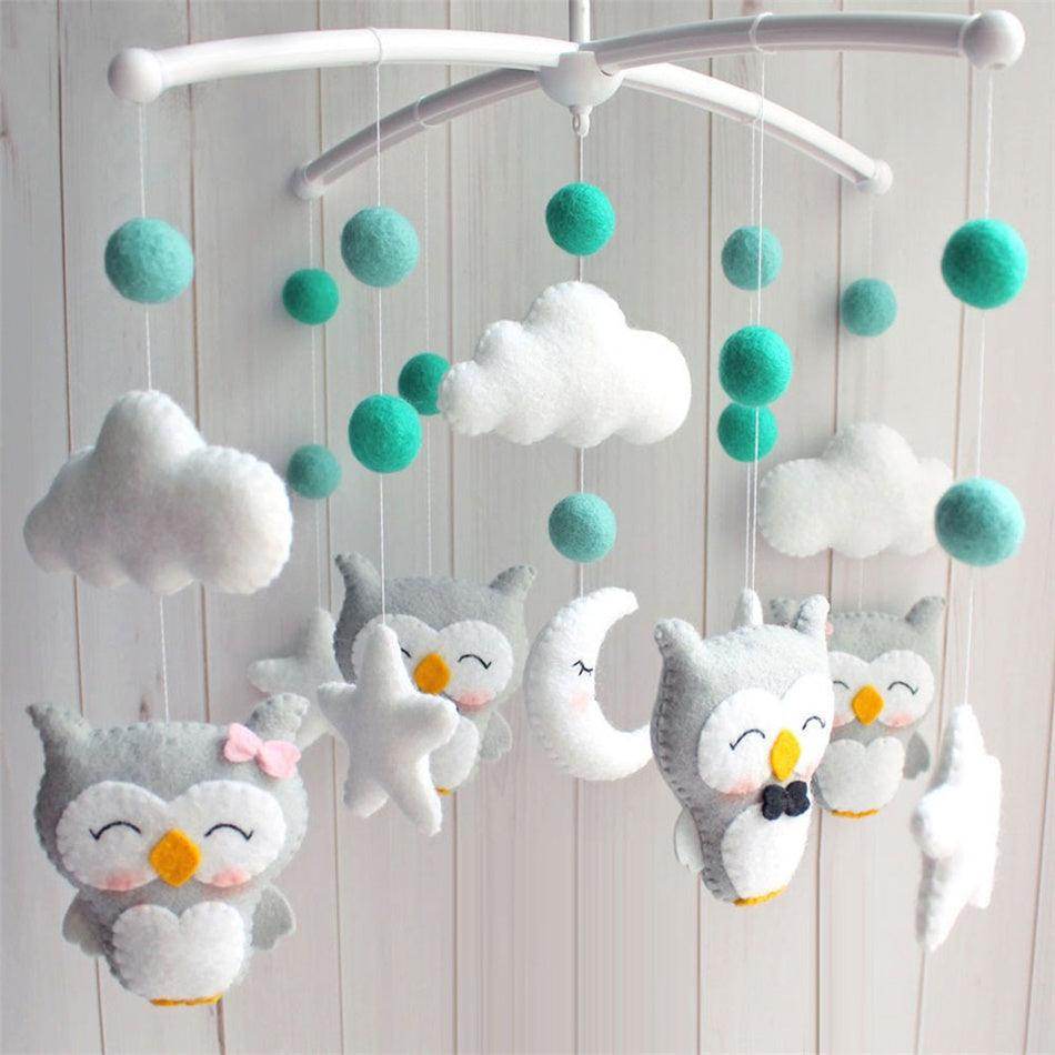 Newborn Owl Hand-Made Fabric Crib Rattle Toy - Dreamy-Designs Store Online