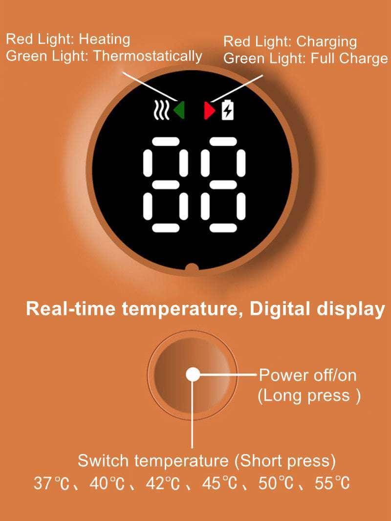 Portable Wireless Baby Bottle Warmer (USB Rechargeable) / 42°C Constant Temperature / Digital Display with 6-Speed Adjustment / Universal Insulation Sleeve - Dreamy-Designs Store Online