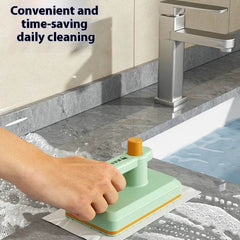 Household Kitchen Mini Small Handheld Flat Mop (Leguang Cream Green/Haze Blue) - PP Panel, 15x9x9cm, 2 Cloth Set - Dreamy-Designs Store Online
