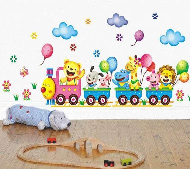 25x43cm Cute Animal Train Wall Stickers for Kids' Rooms - Dreamy-Designs Store Online