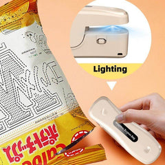 Rechargeable Small USB Mini Sealing Machine, Portable Kitchen Gadget (Type-C Charging, Multi-Purpose, Magnetic Attraction Patch) - Milky White/Black - Dreamy-Designs Store Online
