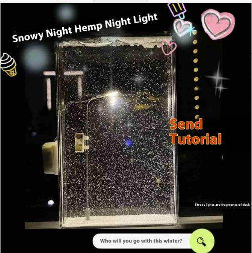 Magic Snowy Landscape Night Light (DIY Christmas Lights) - Small Street Light with Flowing Snow Effect for Desktop Decor (Handmade) - Dreamy-Designs Store Online