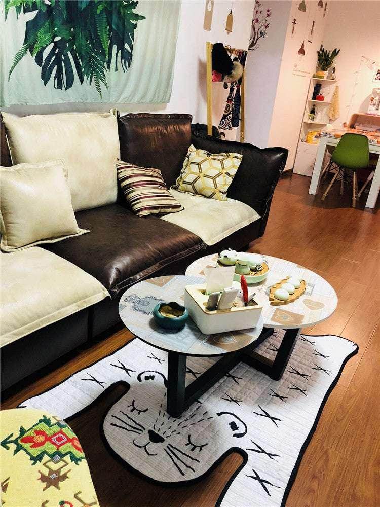 Soft Cotton Baby Play Mat / Kids Carpet / White Tiger Plush Rug (L: 130x190cm, S: 100x140cm) - Decorative Floor Mat for Living Room & Children's Development - Dreamy-Designs Store Online