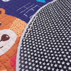 Round Floor Play Mat & Toy Storage Bag (150cm) - Baby Room Decor, Kids Carpet, Playmat (Dark Blue/Wine Red/Violet/Blue) - Dreamy-Designs Store Online