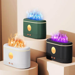 Simulated Flame Atmosphere Humidifier - Aromatherapy Mist Maker (200ml) / Desktop Quiet Operation (36dB) / 2-8 Hour Timer / 0.5-1L Tank / White & Black Options - Dreamy-Designs Store Online