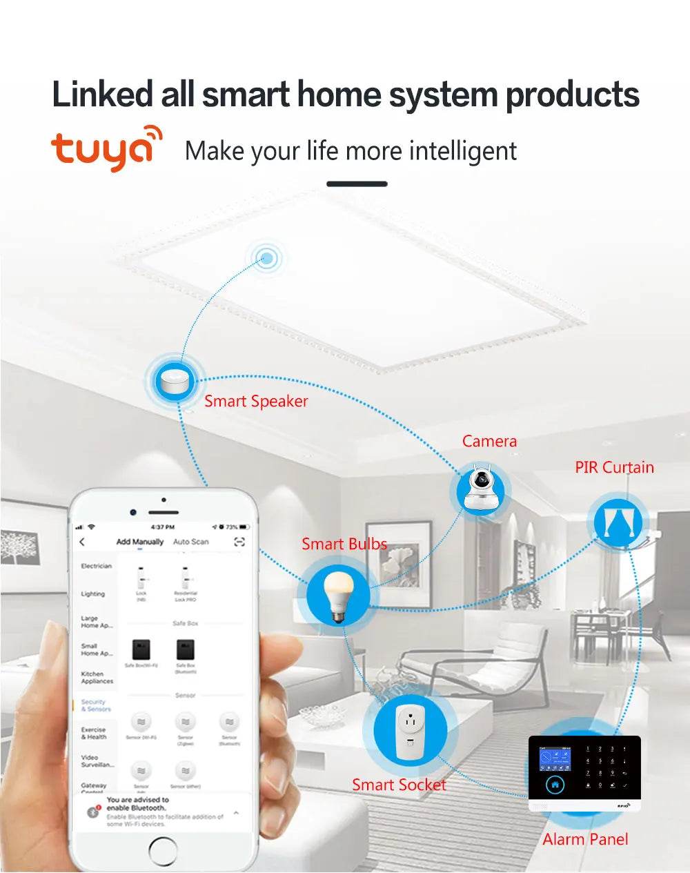 PG-103 Home Security Alarm System Wifi GSM Alarm Intercom Remote Control Autodial 433MHz Detectors IOS Android Tuya APP Control - Dreamy-Designs Store Online