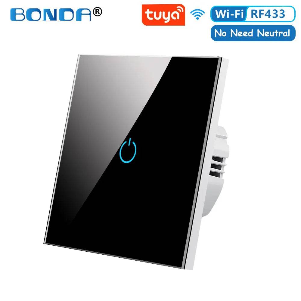 BONDA Smart Switch Alexa RF433 No Neutral Tuya Control Works With Google 1/2/3 Gang Smart Life Home Light WiFi Touch Switches - Dreamy-Designs Store Online
