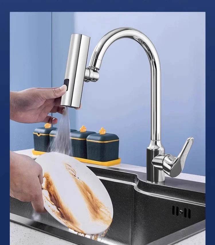 New Kitchen Waterfall Three-mode Universal Swivel Extension Faucet Splash-proof Nozzle Sink Multi-function - Dreamy-Designs Store Online