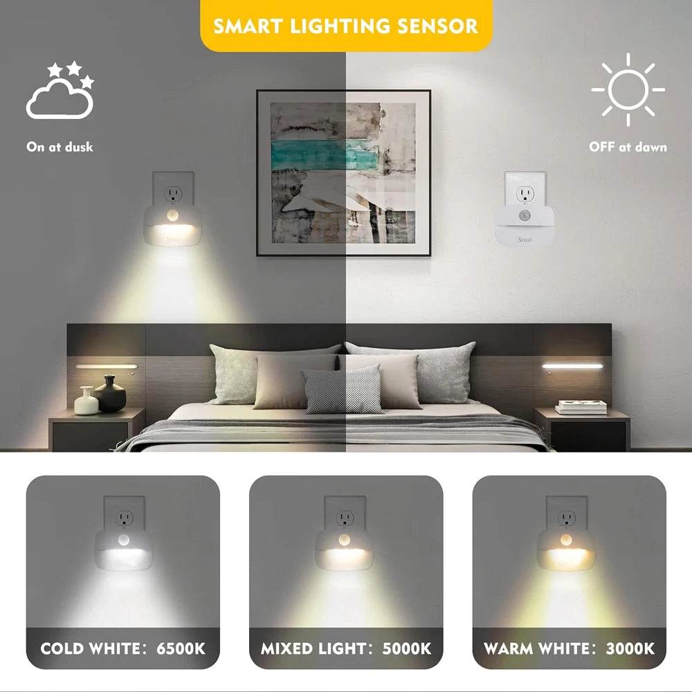 LED Night Light EU Plug In Smart Motion Sensor Light 220V Wall Lamp for Home Aisle WC Hallway Stair Kitchen Bedroom Night Lamp - Dreamy-Designs Store Online