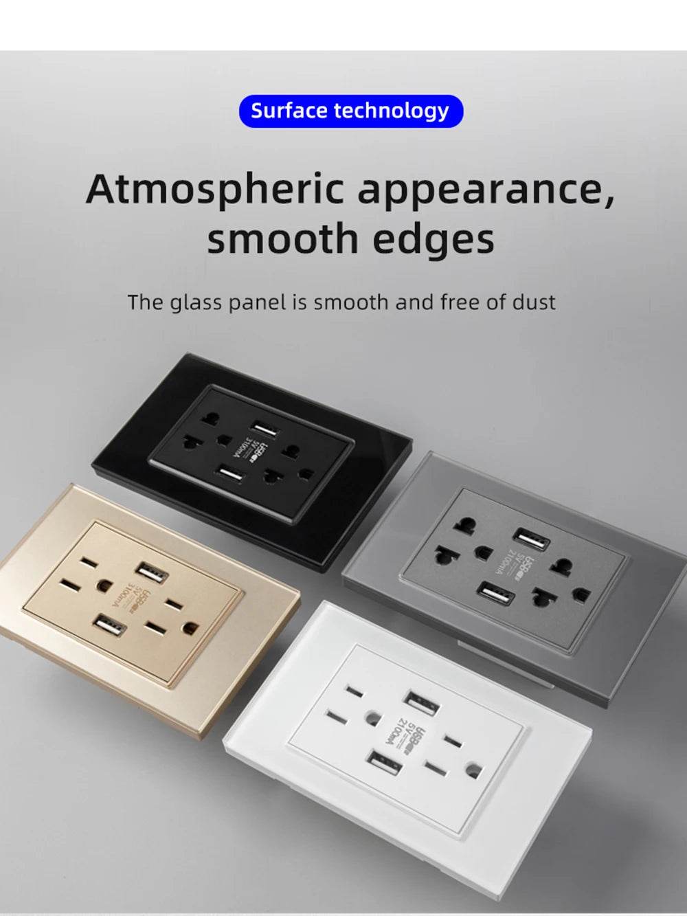 Herepow 118 Series Thailand American Standard Dual USB Wall Socket Smart Home Appliance Plug Adapter Type-c 3.1A Fast Charging - Dreamy-Designs Store Online