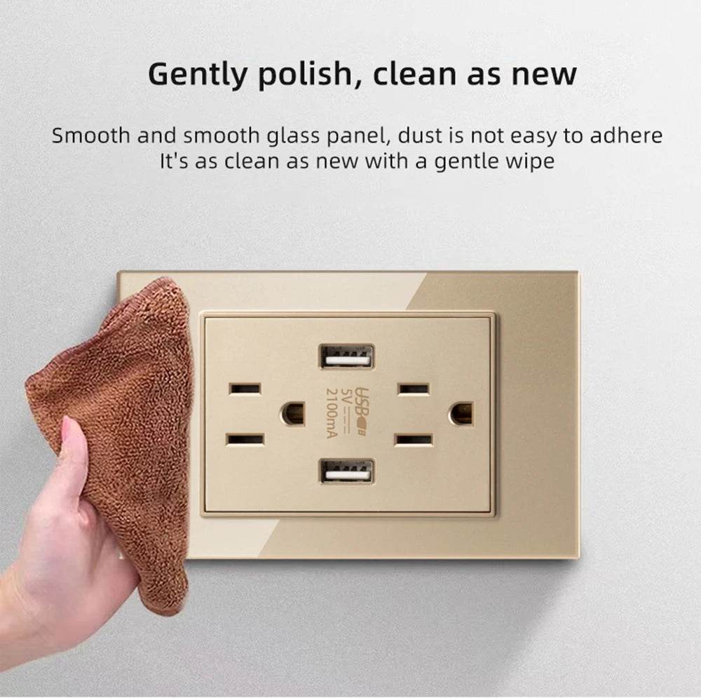 Herepow 118 Series Thailand American Standard Dual USB Wall Socket Smart Home Appliance Plug Adapter Type-c 3.1A Fast Charging - Dreamy-Designs Store Online