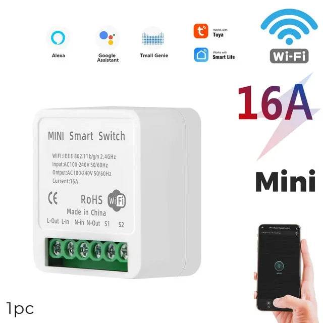16A WiFi Smart Switch DIY Wireless Tuya Smart Home Alexa Yandex Alice Mini Interruptor Two Way Voice Control Smart Life - Dreamy-Designs Store Online