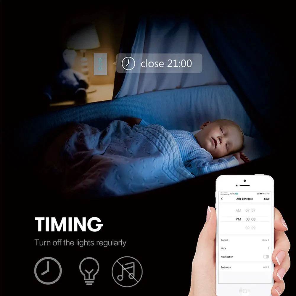 Tuya US WiFi Smart Wall Switch RF433 1/2/3/4 Gang No Neutral Wire Touch Sensor LED Light Switches Smart Home Alexa Google Home - Dreamy-Designs Store Online