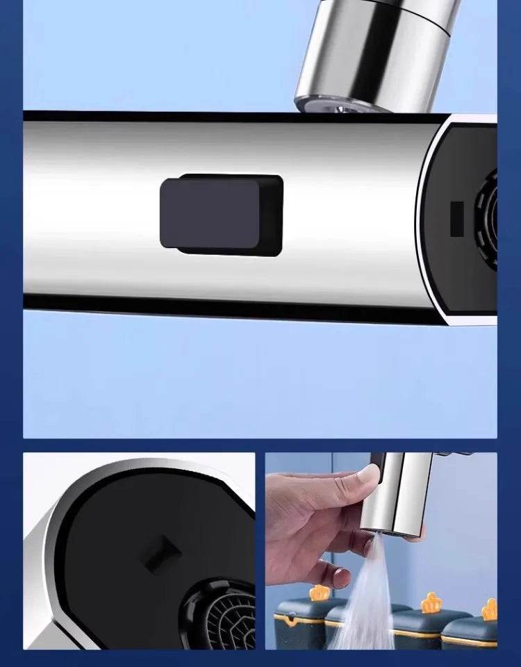 New Kitchen Waterfall Three-mode Universal Swivel Extension Faucet Splash-proof Nozzle Sink Multi-function - Dreamy-Designs Store Online