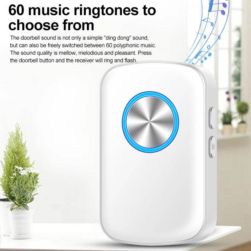 Smart Wireless Doorbell Family Door Bell Chime Kit 300M/1000Ft Long Distance 60 Songs Intelligent Doorbell Kit US EU Plug - Dreamy-Designs Store Online