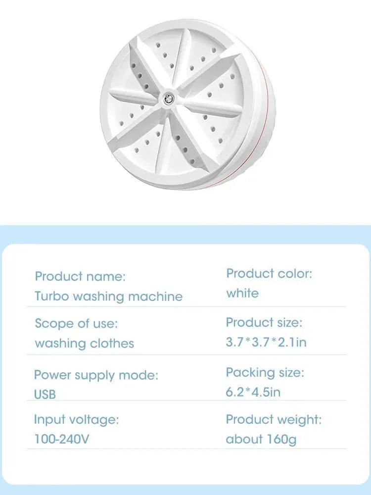 Portable Mini Turbo Washer USB Powered (30W) / Ultrasonic Cleaning Machine / For Underwear, Socks, Jewelry / Compact Travel Size (9.5cm) / Home & Travel Use - Dreamy-Designs Store Online