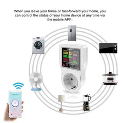 AC220V 110V 16A Tuya WIFI Smart Socket Digital Wattmeter EU Plug Electricity Consumption Power Kwh US AU FR Power Energy Meter - Dreamy-Designs Store Online