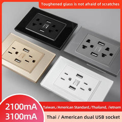 Herepow 118 Series Thailand American Standard Dual USB Wall Socket Smart Home Appliance Plug Adapter Type-c 3.1A Fast Charging - Dreamy-Designs Store Online