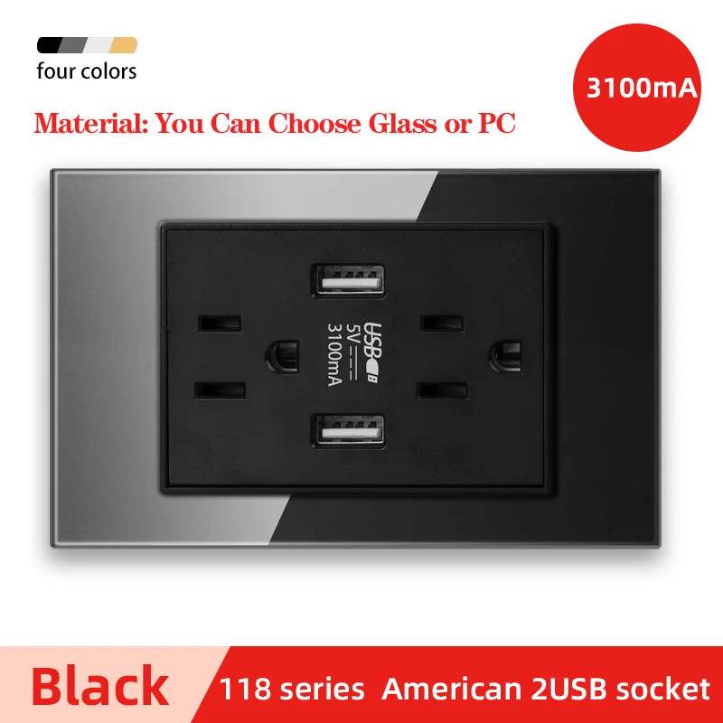 Herepow 118 Series Thailand American Standard Dual USB Wall Socket Smart Home Appliance Plug Adapter Type-c 3.1A Fast Charging - Dreamy-Designs Store Online