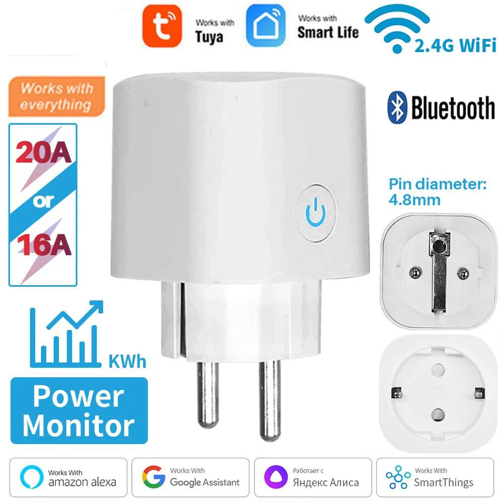 TUYA Smart Plug WiFi/Zigbee Socket EU 16A/20A With Power Monitor Timing Function Voice Control Works With Alexa GoogleHome - Dreamy-Designs Store Online