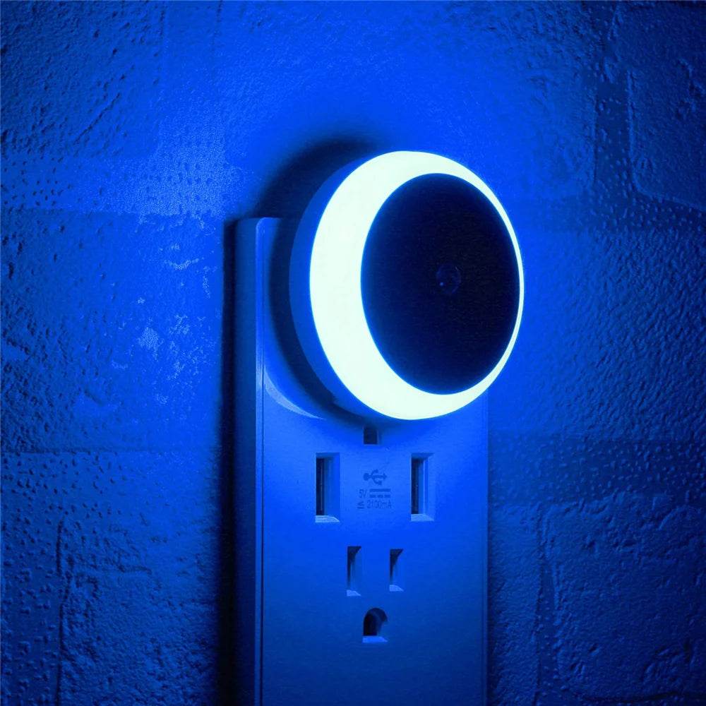 LED Night Light Smart Night Sensor Round Plug in Wall Night Lamp Bathroom Home Kitchen Hallway Staireway Bedroom Nightlight - Dreamy-Designs Store Online