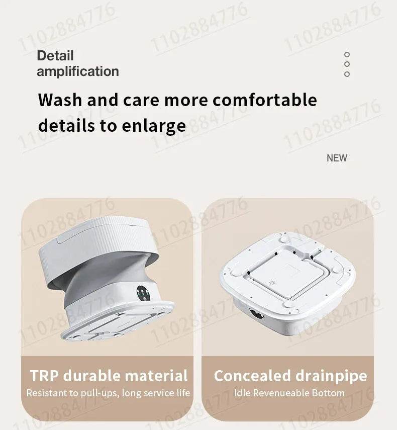 XMSJ 10L High-End Foldable Portable Washing Machine (Blue Light, Timed Washing, Dehydration) - Large Capacity, Rechargeable Battery - Dreamy-Designs Store Online