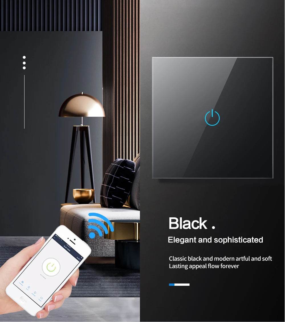 BONDA Smart Switch Alexa RF433 No Neutral Tuya Control Works With Google 1/2/3 Gang Smart Life Home Light WiFi Touch Switches - Dreamy-Designs Store Online