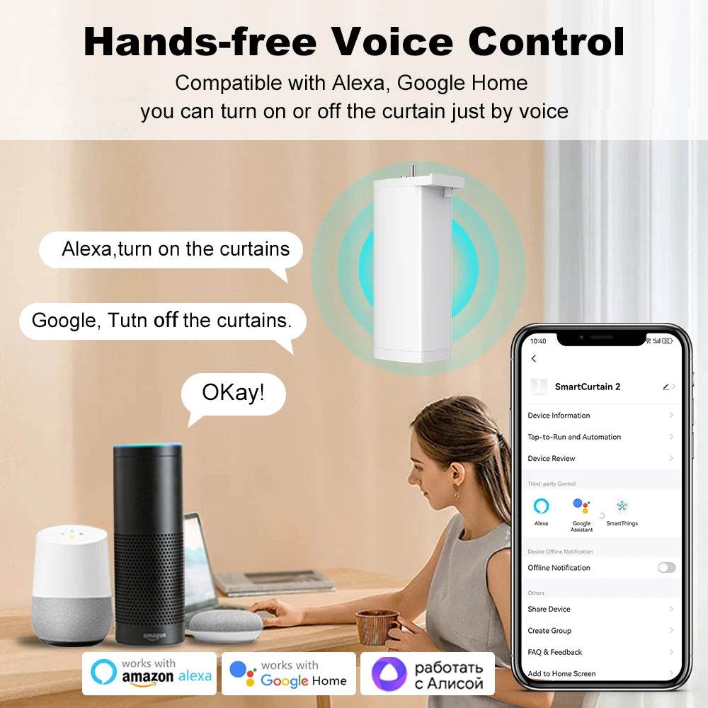 Tuya 155MM 4rd Smart Zigbee/WiFi Electric Shutter Curtain Motor Silent Motor with Remote APPVoice Control With Alexa Google Home - Dreamy-Designs Store Online
