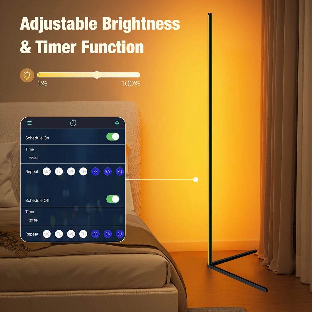 Living Room Dimmable RGB Corner Floor Lamp 140cm Stand Smart APP LED Mood Light for Bedroom Nordic Home Decor Interior lighting - Dreamy-Designs Store Online
