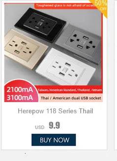 Herepow 118 Series Thailand American Standard Dual USB Wall Socket Smart Home Appliance Plug Adapter Type-c 3.1A Fast Charging - Dreamy-Designs Store Online