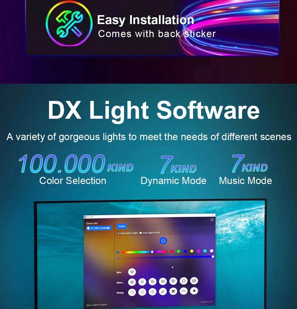 Smart Ambient TV Lighting (LED Strip, PC Display Sync, DIY Party Atmosphere Light) - Dreamy-Designs Store Online