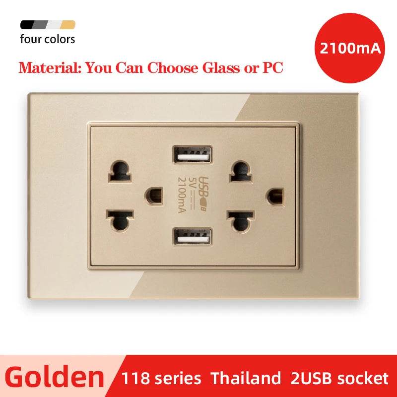 Herepow 118 Series Thailand American Standard Dual USB Wall Socket Smart Home Appliance Plug Adapter Type-c 3.1A Fast Charging - Dreamy-Designs Store Online