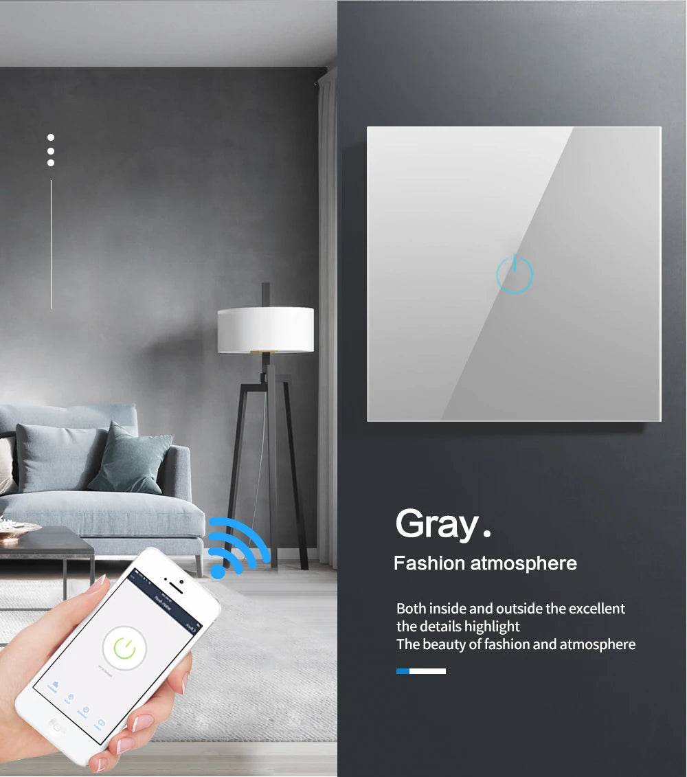 BONDA Smart Switch Alexa RF433 No Neutral Tuya Control Works With Google 1/2/3 Gang Smart Life Home Light WiFi Touch Switches - Dreamy-Designs Store Online