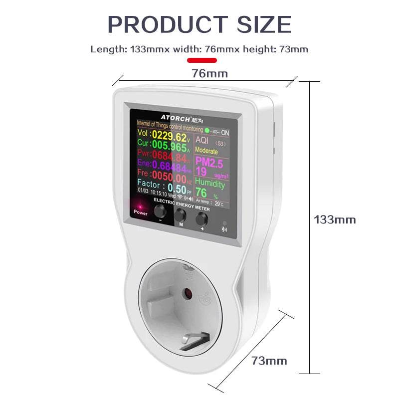 AC220V 110V 16A Tuya WIFI Smart Socket Digital Wattmeter EU Plug Electricity Consumption Power Kwh US AU FR Power Energy Meter - Dreamy-Designs Store Online