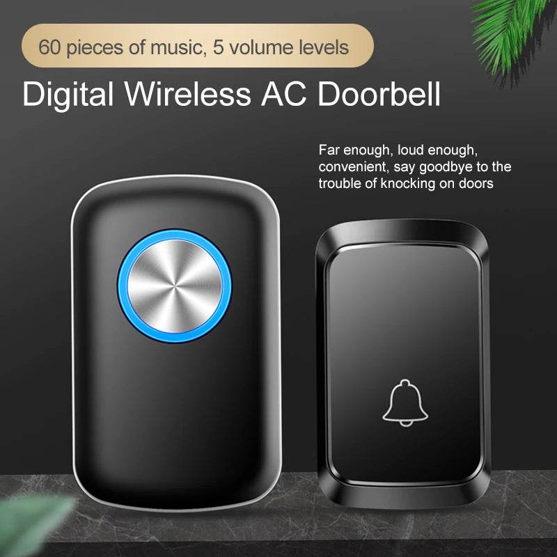 Smart Wireless Doorbell Family Door Bell Chime Kit 300M/1000Ft Long Distance 60 Songs Intelligent Doorbell Kit US EU Plug - Dreamy-Designs Store Online