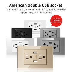 Herepow 118 Series Thailand American Standard Dual USB Wall Socket Smart Home Appliance Plug Adapter Type-c 3.1A Fast Charging - Dreamy-Designs Store Online