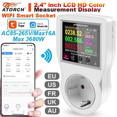 AC220V 110V 16A Tuya WIFI Smart Socket Digital Wattmeter EU Plug Electricity Consumption Power Kwh US AU FR Power Energy Meter - Dreamy-Designs Store Online