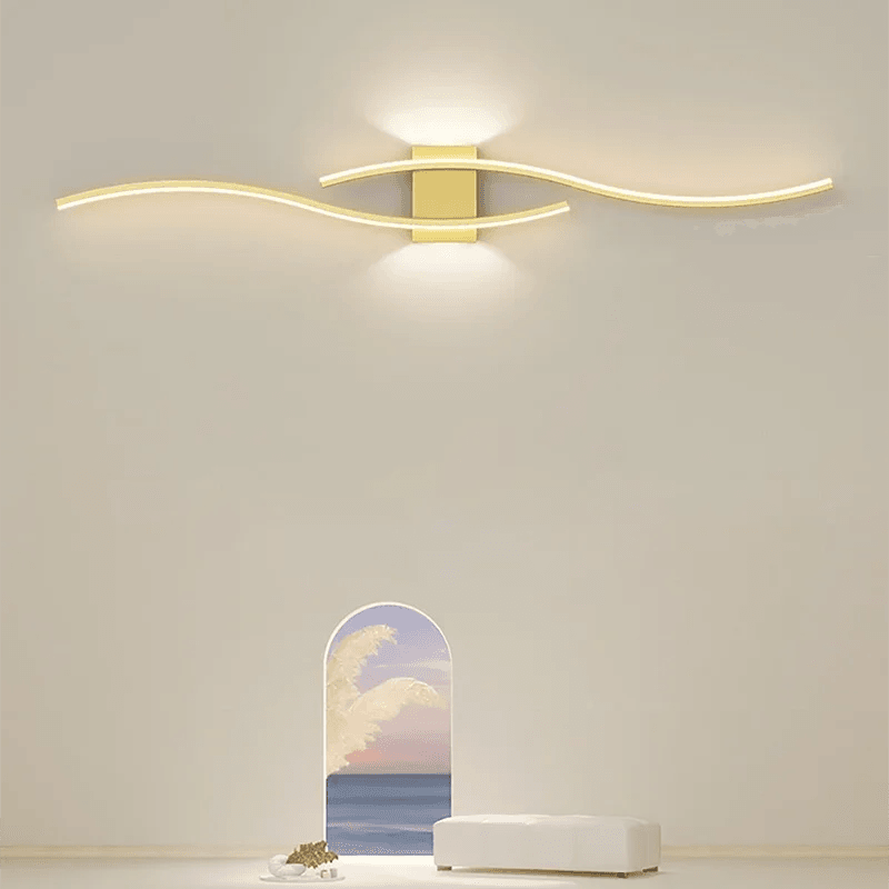Modern LED Strip Wall Lamp Double Curve Remote Control Light Bedside Decor Black Gold Wall Sconces Living Room Bedroom Led Fixtu - Dreamy-Designs Store Online