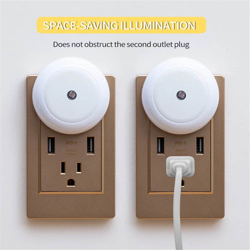 LED Night Light Smart Night Sensor Round Plug in Wall Night Lamp Bathroom Home Kitchen Hallway Staireway Bedroom Nightlight - Dreamy-Designs Store Online