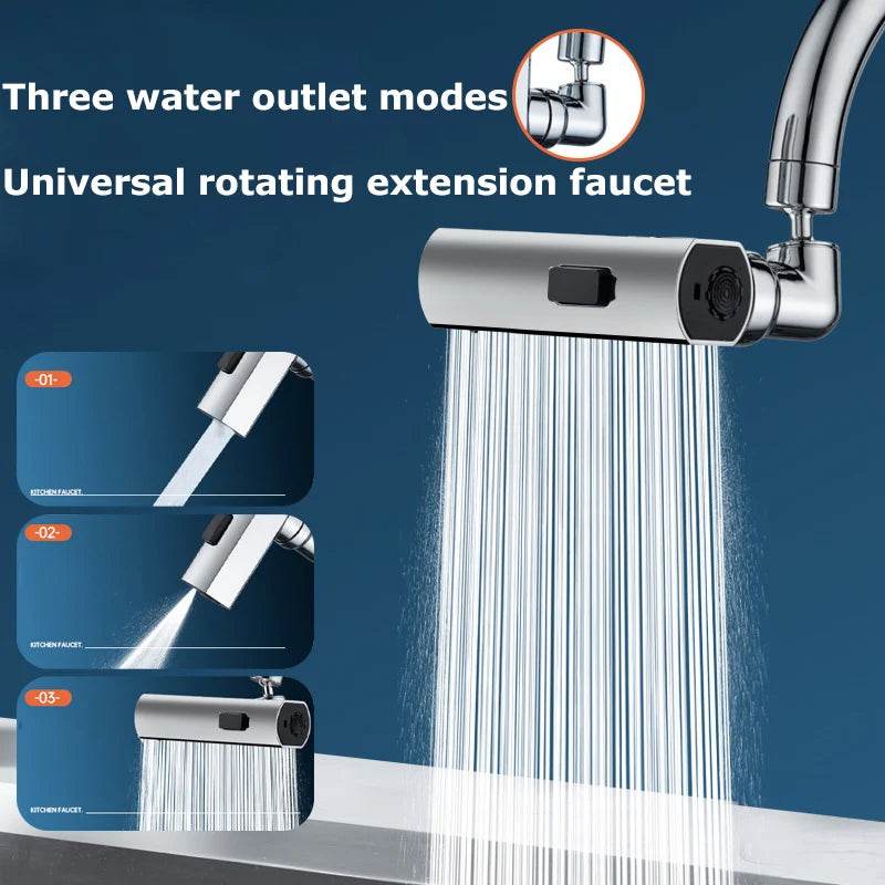 New Kitchen Waterfall Three-mode Universal Swivel Extension Faucet Splash-proof Nozzle Sink Multi-function - Dreamy-Designs Store Online
