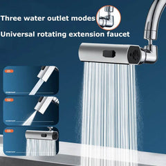 New Kitchen Waterfall Three-mode Universal Swivel Extension Faucet Splash-proof Nozzle Sink Multi-function - Dreamy-Designs Store Online