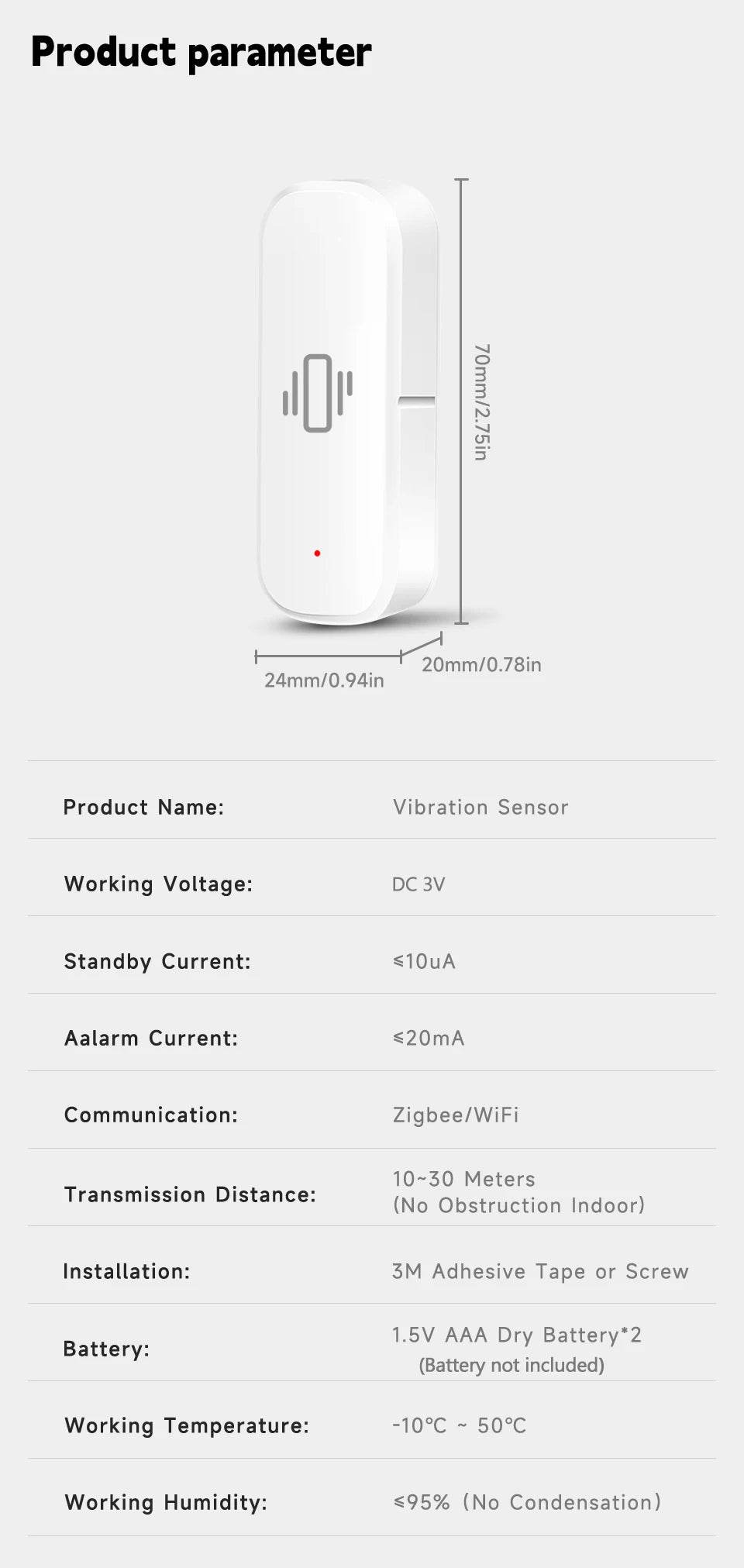 Tuya Smart Life Vibration Sensor ZigBee WiFi Tuya Sensor Monitor App Control Security Protection Zigbee Sensor Motion ShockAlarm - Dreamy-Designs Store Online