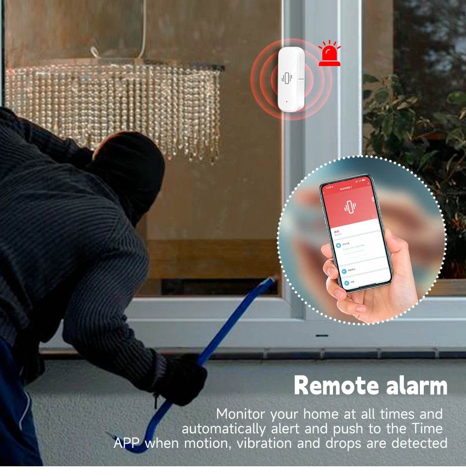 Tuya Smart Life Vibration Sensor ZigBee WiFi Tuya Sensor Monitor App Control Security Protection Zigbee Sensor Motion ShockAlarm - Dreamy-Designs Store Online