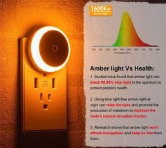 LED Night Light Smart Night Sensor Round Plug in Wall Night Lamp Bathroom Home Kitchen Hallway Staireway Bedroom Nightlight - Dreamy-Designs Store Online