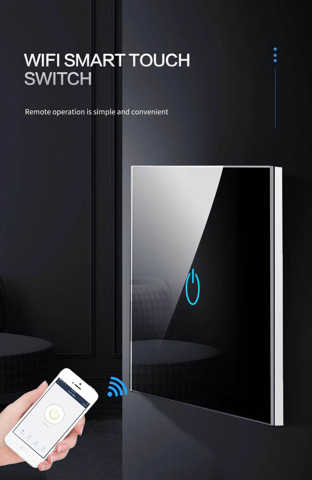BONDA Smart Switch Alexa RF433 No Neutral Tuya Control Works With Google 1/2/3 Gang Smart Life Home Light WiFi Touch Switches - Dreamy-Designs Store Online