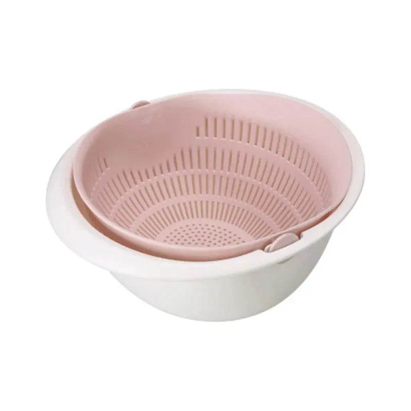 Double Layer Rotating Fruit And Vegetable Basket (23*11cm) / Removable Kitchen Drain Tray / PP Material / 4 Colors Available / Gentle On Delicate Fruits - Dreamy-Designs Store Online
